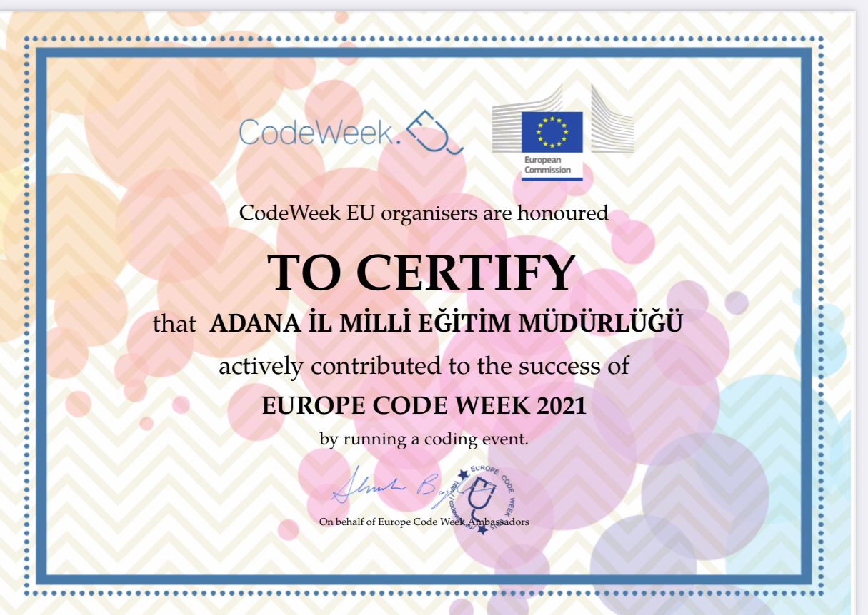 Codeweek Katılım Sertifikamızı Aldık